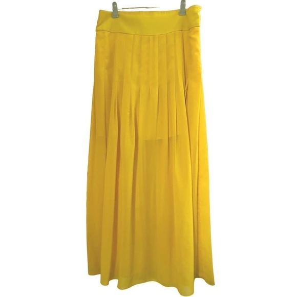 MAEVE Anthropologie Zocalo Yellow Flowy Boho Maxi Skirt Side Slits - Large - Picture 2 of 6